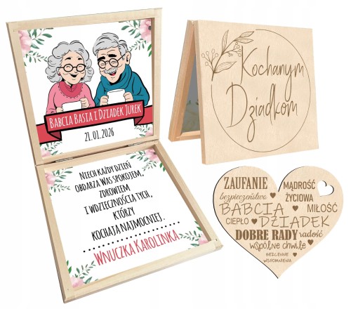 Prezent podziękowanie na Dzień Babci i Dziadka zestaw dla dziadków serce