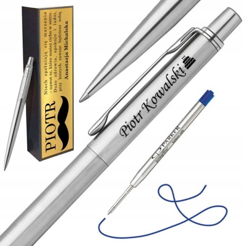 Parker Jotter stalowy szary długopis z grawerem prezent w pudełku grawer