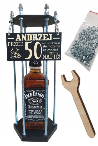 Prezent czarna klatka na alkohol whisky z grawerem urodziny 18 20 30 40 50