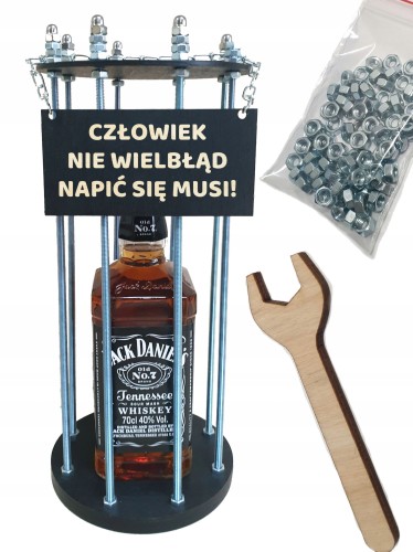Klatka czarna na alkohol whisky prezent z grawerem urodziny 18 20 30 koło