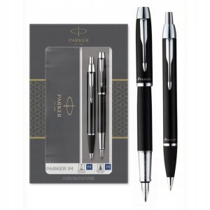 Zestaw Parker IM Pióro+ Długopis czarny CT na prezent w pudełku na urodziny