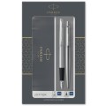 Parker Jotter Długopis+Pióro wieczne na prezent stalowy ct zestaw z etui