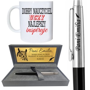 Parker Jotter czarny długopis z kubkiem zestaw prezent dla nauczyciela