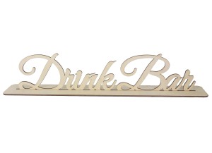 Drewniana dekoracja na podstawce napis na stół na ślub wesele Drink Bar