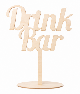 Drewniana dekoracja napis na stół na podstawce Drink Bar na ślub wesele