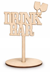 Drewniany napis na podstawce na stół na ślub wesele słodki Drink Bar 