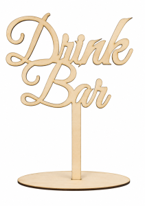 Drewniany słodki napis na podstawce na stół na wesele ślub Drink Bar 