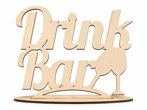 Napis drewniany dekor na podstawce Drink Bar na ślub wesele na stół