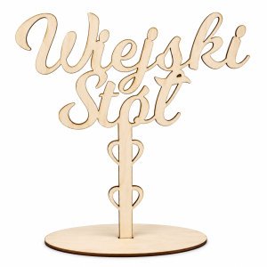 Napis drewniany na podstawce dla Pary Młodej wesele ślub Wiejski Stół