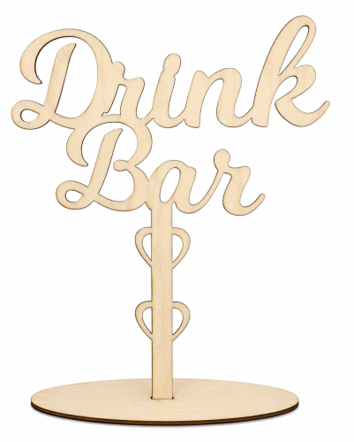 Napis drewniany na stół na ślub na podstawce Drink Bar wesele dekoracja