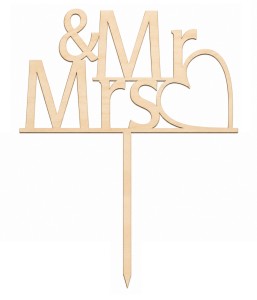 Topper na tort Ślub Wesele Para Młoda Mr&Mrs napis dekoracja