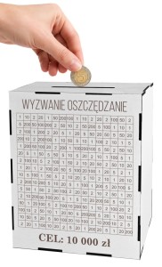 Skarbonka wykreślana na prezent tracker wyzwanie oszczędzanie 5 10 15 20tys