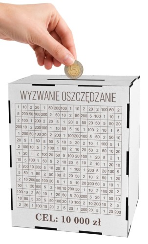 Skarbonka wykreślana na prezent tracker wyzwanie oszczędzanie 5 10 15 20tys