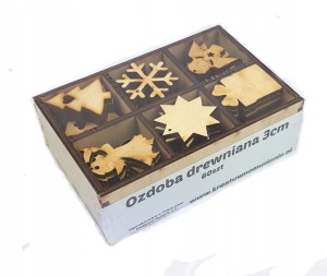 OZDOBY ŚWIĄTECZNE 60 szt 3 cm Zestaw Anioł Prezent