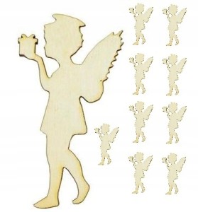 Aniołki Drewniane Święta Decoupage Anioł 10szt 3cm