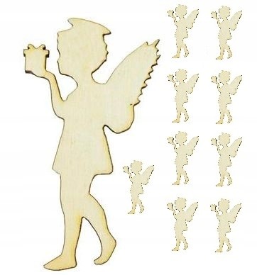 Aniołki Drewniane Święta Decoupage Anioł 10szt 3cm