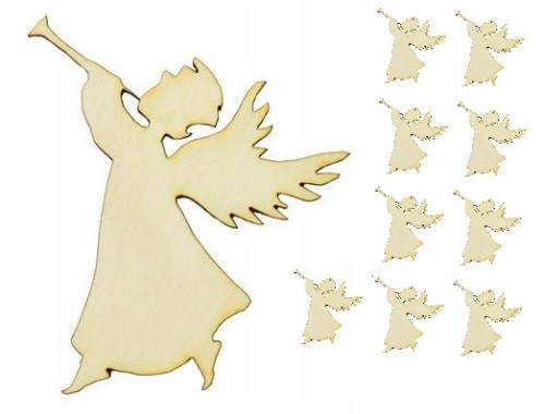 Aniołki Drewniane Święta Decoupage Anioł 10szt 3cm