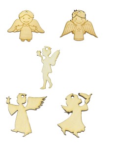 ANIOŁKI Scrapki Aniołek Drewniane Anioł 10cm 5szt
