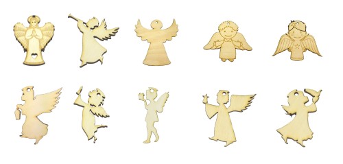 Aniołki Drewniane 10szt Święta Anioł EKO mix 7,5cm
