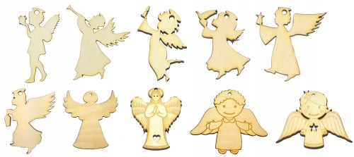 Aniołki Drewniane 10szt Święta Anioł EKO mix 3cm