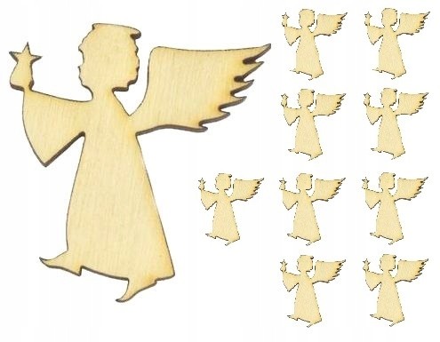 Aniołki Drewniane Święta Decoupage Anioł 10szt 3cm