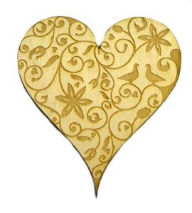 Serce wzorki 4 z drewna decoupage scrapki 10cm EKO