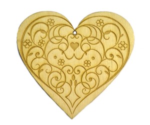 Serce wzorki 2 z drewna decoupage scrapki 10cm EKO