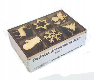 Zestaw ŚWIĄTECZNY 60szt 3cm Choinka Śnieżynka mix