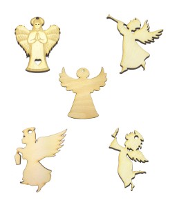 UROCZE Aniołki Drewniane 5szt Święta Anioł mix10cm