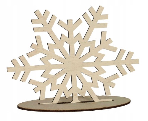 Śnieżynka drewniana na podstawce decoupage 15cm