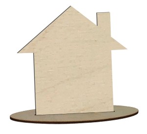 Domek drewniany na podstawce decoupage 15cm
