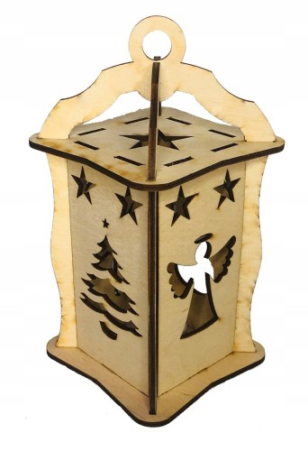 Drewniany lampion latarnia świecznik LED