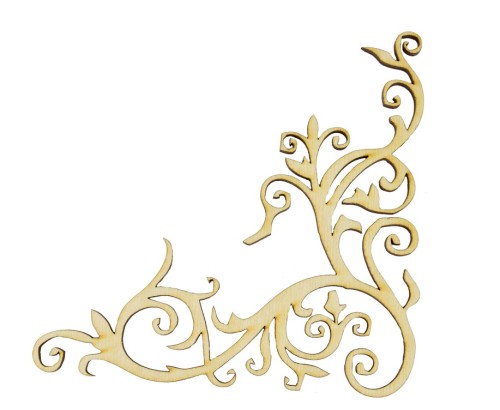 DREWNIANY DEKOR 20cm eko scrapki ozdoba narożnik