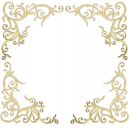 DREWNIANY DEKOR x4 scrapki decoupage narożnik 5cm