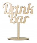 Drewniana dekoracja napis na stół na podstawce Drink Bar na ślub wesele