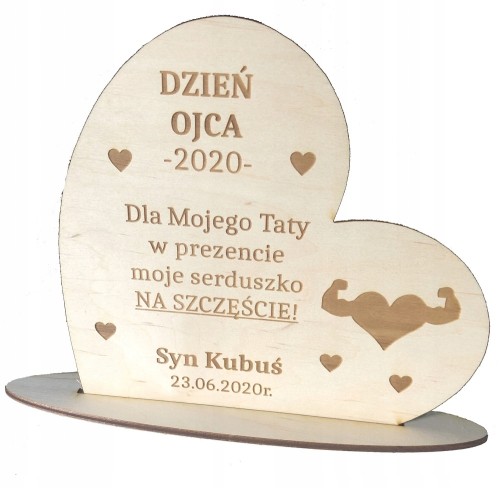 Prezent na dzień ojca Serce na podstawce grawer