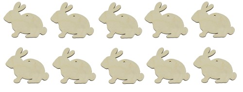 Królik, Zając Wielkanocny zestaw 3cm 10 szt ozdoba drewniana 