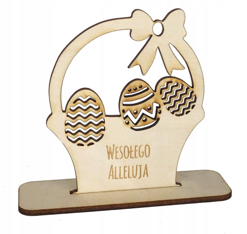 Drewniany koszyczek Wielkanocny z grawerem Wesołego Alleluja