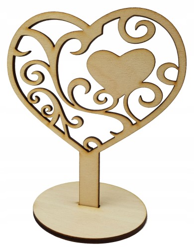 Serce do decoupage stojące na podstawce dekor ozdoba ze sklejki