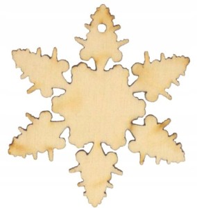 Śnieżynka z drewna zawieszka święta 5cm