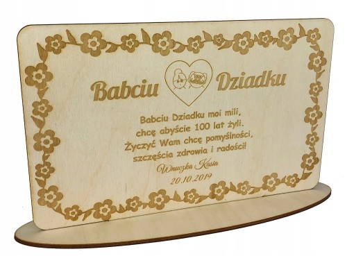 Laurka życzenia na podstawce Dzień Babci, Dziadka