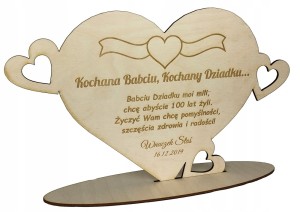 Serce laurka na podstawce Dzień Babci, Dziadka