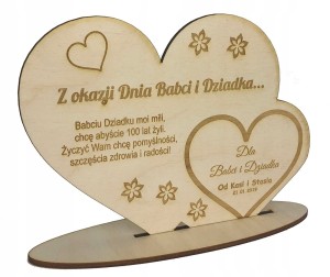Serca na podstawce prezent Dzień Babci, Dziadka