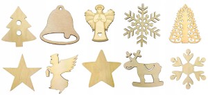 Aniołki Choinki Drewniane 10szt Święta mix 7,5cm