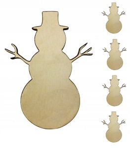 Bałwan Drewniany święta Decoupage 5szt 7,5cm
