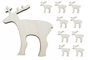 Renifer Drewniane święta Decoupage 10szt 5cm