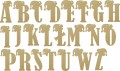 Drewniane litery 5cm cyfry decoupage bombka