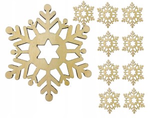 Śnieżynka ozdoba Drewniana święta 3cm 10szt
