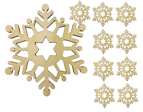 Śnieżynka ozdoba Drewniana święta 3cm 10szt