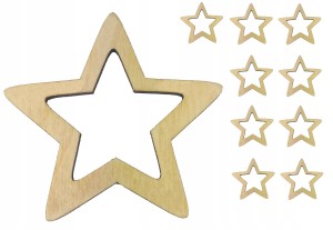 Gwiazda ozdoba Drewniana święta 3cm 10szt